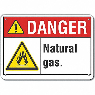 LYLE LCU40019RA14X10 Rflct Natural Gas Danger Sign 10x14in