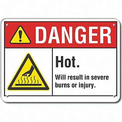 LYLE LCU40030NA10X7 Alum Hot Surface Danger Sign 7x10in Alum