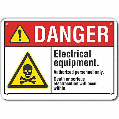 LYLE LCU40033NA14X10 Alum Elect Equipment Danger Sign 10x14in