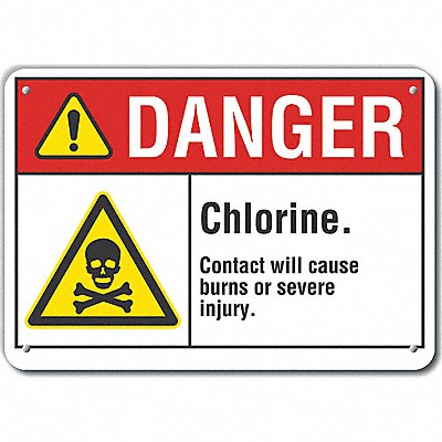 LYLE LCU40038NA10X7 Alum Chlorine Danger Sign 7x10in Alum