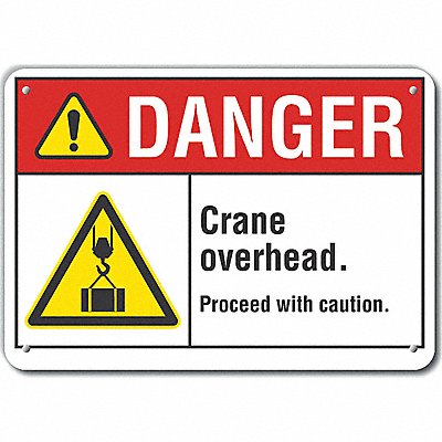 LYLE LCU40039RA14X10 Rflct Crane Hoists Danger Sign 10x14in