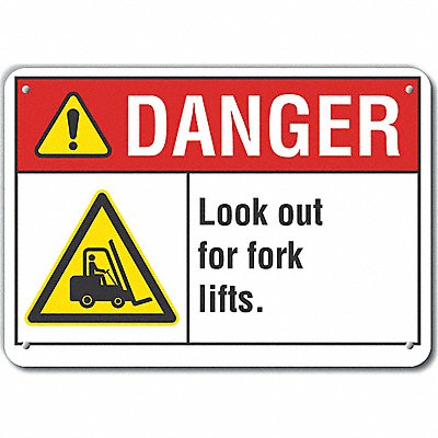 LYLE LCU40041RA14X10 Rflct Lift Trck Trfc Danger Sign 10x14in
