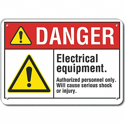 LYLE LCU40058RA10X7 Rflct Elec Equip Danger Sign 7x10in Alum