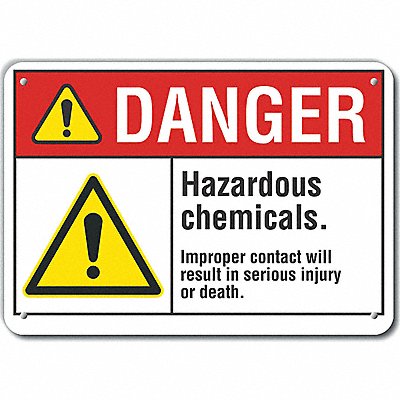 LYLE LCU40062NP14X10 Hzrdous Chemicals Danger Sign 10x14in