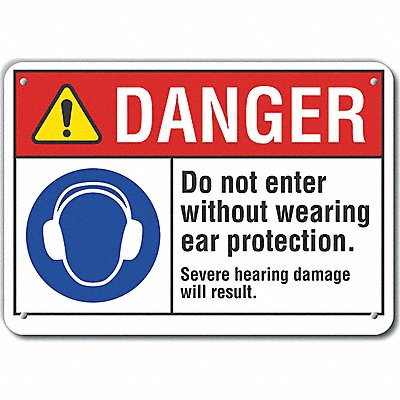 LYLE LCU40085RA14X10 Rflct Ear Danger Sign 10x14in Aluminum