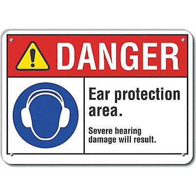 LYLE LCU40086NA10X7 Alum Hearing Danger Sign 7x10in Alum