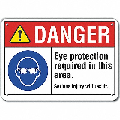 LYLE LCU40088RA10X7 Rflct Eye Danger Sign 7x10in Aluminum