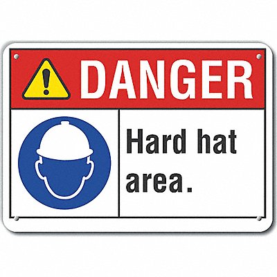 LYLE LCU40096NA10X7 Alum Hard Hat Danger Sign 7x10in Alum
