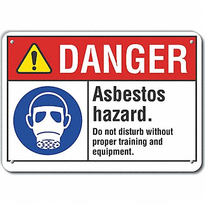 LYLE LCU40101RA14X10 Rflct Asbestos Danger Sign 10x14in Alum