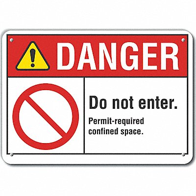 LYLE LCU40109NA14X10 Alum Confined Space Danger Sign 10x14in
