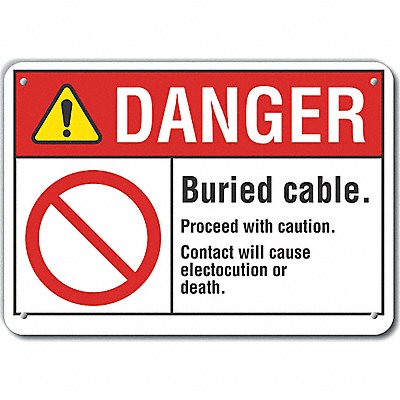 LYLE LCU40112RA14X10 Rflct Buried Cable Danger Sign 10x14in