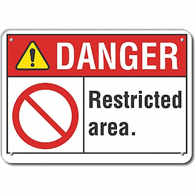 LYLE LCU40123NA14X10 Alum Restricted Area Danger Sign 10x14in