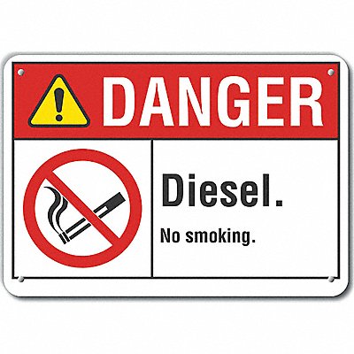 LYLE LCU40127NA10X7 Alum Diesel Danger Sign 7x10in Alum