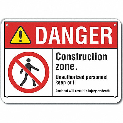LYLE LCU40137NA10X7 Danger Sign 7 in x 10 in Aluminum