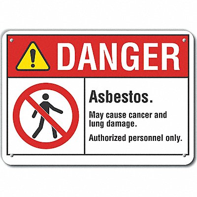 LYLE LCU40142RA10X7 Rflct Asbestos Danger Sign 7x10in Alum