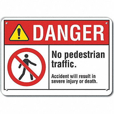LYLE LCU40145NA10X7 Alum Pedestrian Traffic Danger Sign 7x10in