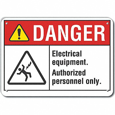 LYLE LCU40152RA10X7 Rflct Elec Equip Danger Sign 7x10in Alum