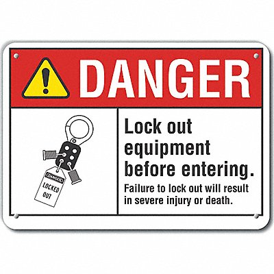 LYLE LCU40163NA14X10 Lockout Tagout Danger Sign 10x14in Alum
