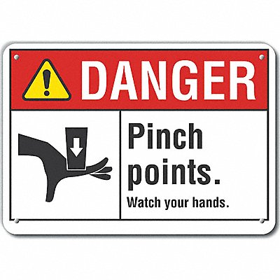 LYLE LCU40164RA14X10 Rflct Pinch Point Danger Sign 10x14in