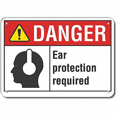 LYLE LCU40173NA10X7 Alum Hearing Danger Sign 7x10in Alum