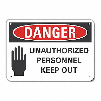 LYLE LCU40199NA14X10 Auth Personnel Danger Sign 10x14in Alum