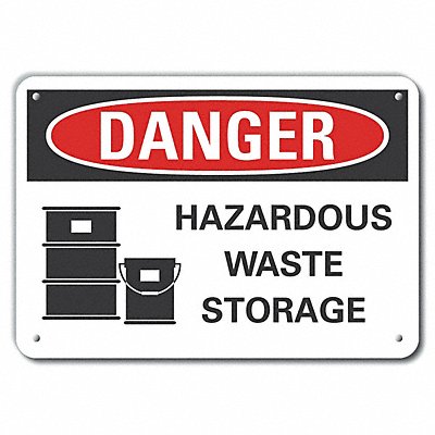 LYLE LCU40213NA14X10 Hazardous Waste Danger Sign 10x14in Alum