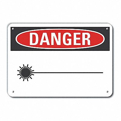 LYLE LCU40249RA10X7 Rflct Laser Area Danger Sign 7x10in Alum