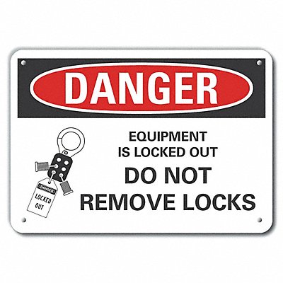 LYLE LCU40258NA10X7 Alum Lockout Tagout Danger Sign 7x10in