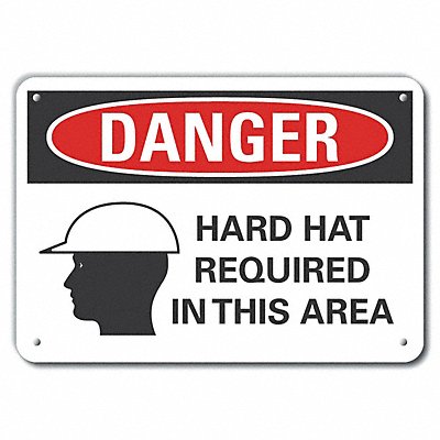 LYLE LCU40287NA10X7 Alum Hard Hat Danger Sign 7x10in Alum