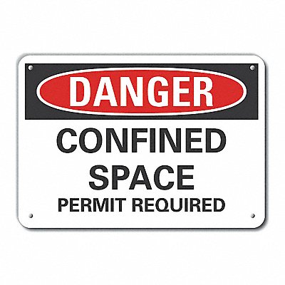 LYLE LCU40512NA14X10 Confined Space Danger Sign 10x14in Alum
