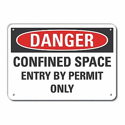 LYLE LCU40546NA14X10 Confined Space Danger Sign 10x14in Alum