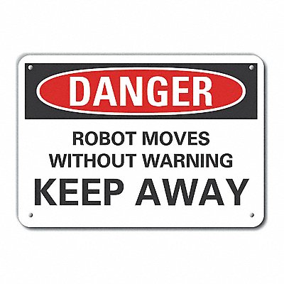 LYLE LCU40558NA10X7 Alum Robot Area Danger Sign 7x10in Alum