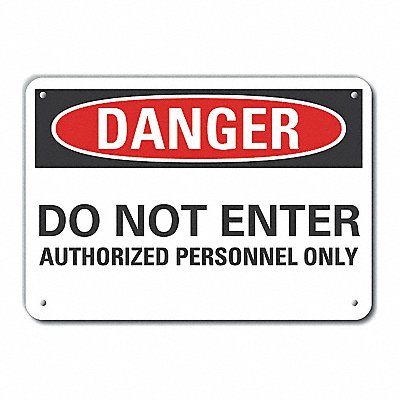 LYLE LCU40560NA14X10 Auth Personnel Danger Sign 10x14in Alum
