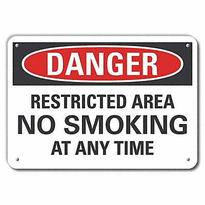 LYLE LCU40572RA14X10 Reflective No Smoking Danger Sign 10x14in Alum