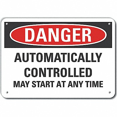 LYLE LCU40621NA14X10 Alum Auto Equipment Danger Sign 10x14in