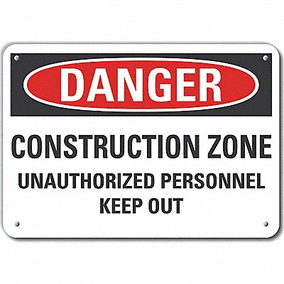 LYLE LCU40640NA14X10 Construct Area Danger Sign 10x14in Alum