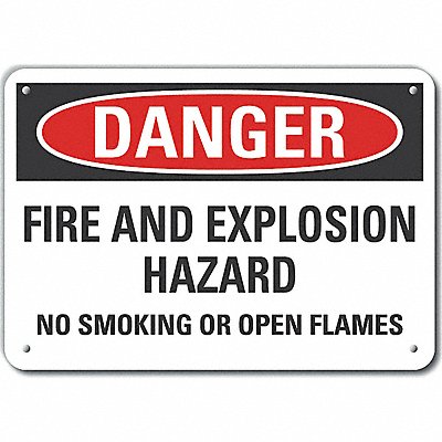 LYLE LCU40649RA14X10 Reflective No Smoking Danger Sign 10x14in Alum