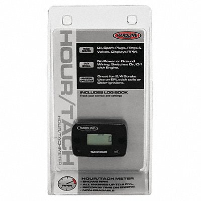 HARDLINE PRODUCTS HR80612 Hour/Tach Meter for Gas Engine 2 Cyl