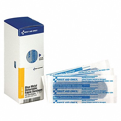 FIRST AID ONLY FAE3011 Strip Bandages Metal Detect 3x1 PK40