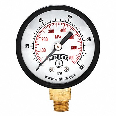 WINTERS PEM208 Economy 2 0-100 psi/Kpa 1/8 Npt Btm