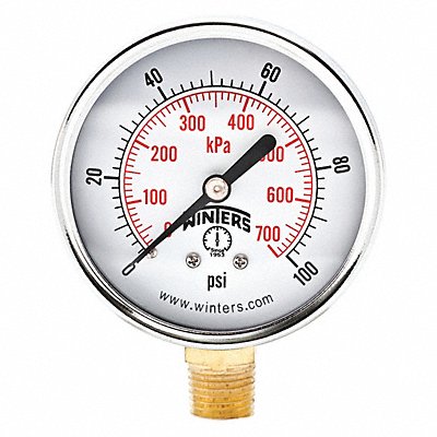 WINTERS PEM214 Economy 2.5 0-100 psi/Kpa 1/4 Btm