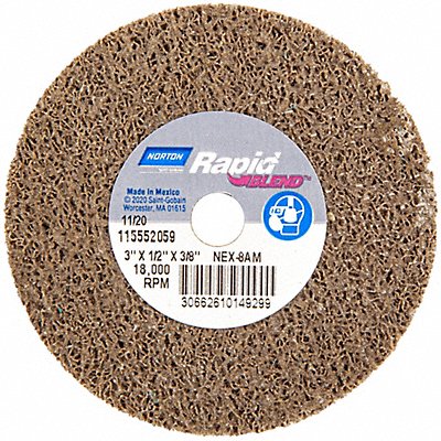NORTON 66261014929 Bond Non Woven Wheel 3 dia 18 000 RPM
