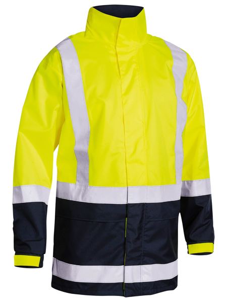 BISLEY BJ6766T Taped Hi Vis Recycled Rain Shell Jacket Size Large