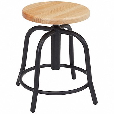 NATIONAL PUBLIC SEATING 6800W10 Adjustable Stool Wood Seat Blk Frame 18