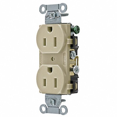 HUBBELL CR15I Receptacle Ivory 15 A 2P3W Side 1PK