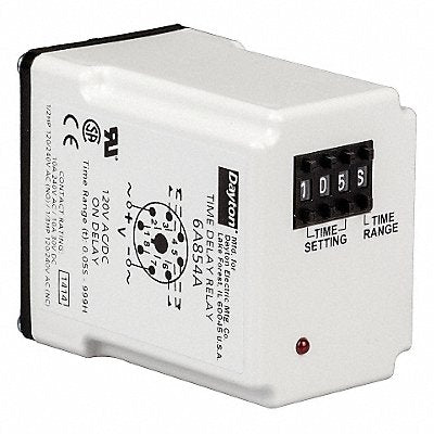 DAYTON 6A854 H7809 Single Function Time Delay Relay 120VAC/DC 8Pins