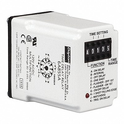 DAYTON 6A855 H7785 MultiFunTimeDelayRelay 120VAC 11Pins