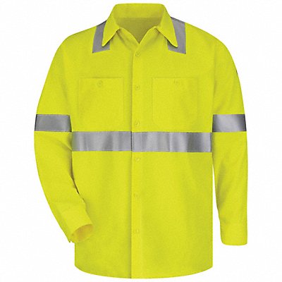 VF IMAGEWEAR SMW4HVRGXL D9268 FR Long Sleeve Shirt HiVis Yellow/Grn XL Button