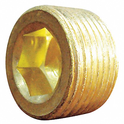 GRAINGER 6AYZ9 Countersink Plug Brass 3/8 in MNPT