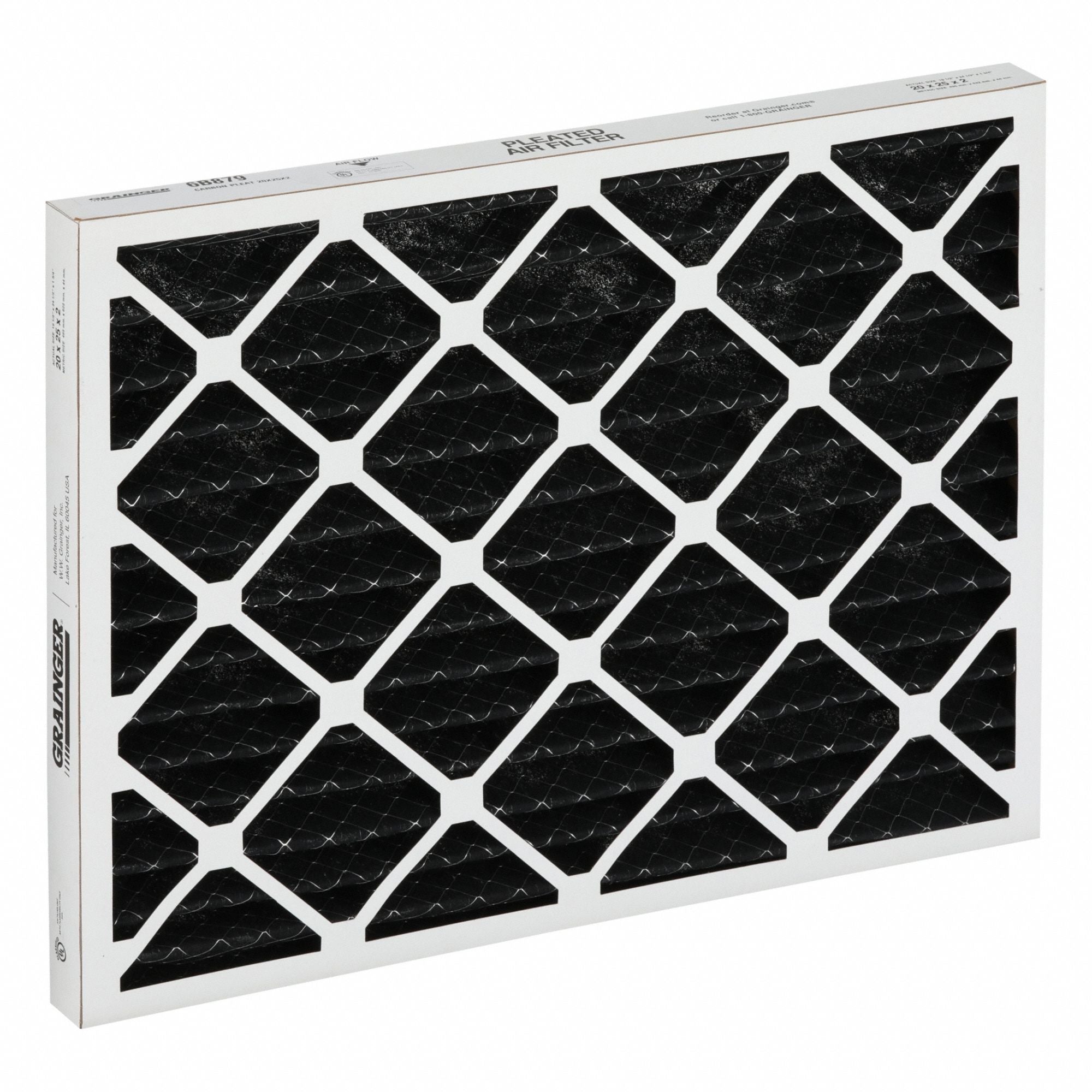 GRAINGER 6B879 Odor Removal Pleated Air Filter 20x25x2
